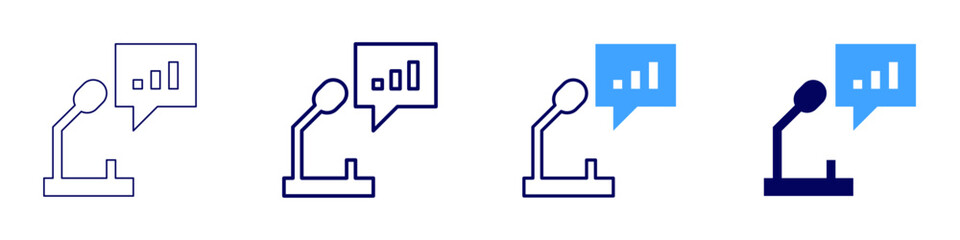 Workshop facilitator icon in 4 different styles. Thin Line, Line, Bold Line, Duotone. Duotone style. Editable stroke
