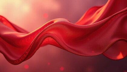Obraz premium HighDefinition Ima: Vibrant Red Silk Fabric with Smooth Wavy Texture