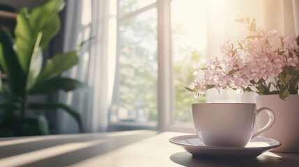 Fresh Spring Flowers in Glass Vase Celebrating International Women's Day with Soft Pastel Tones and Contemporary Elegance