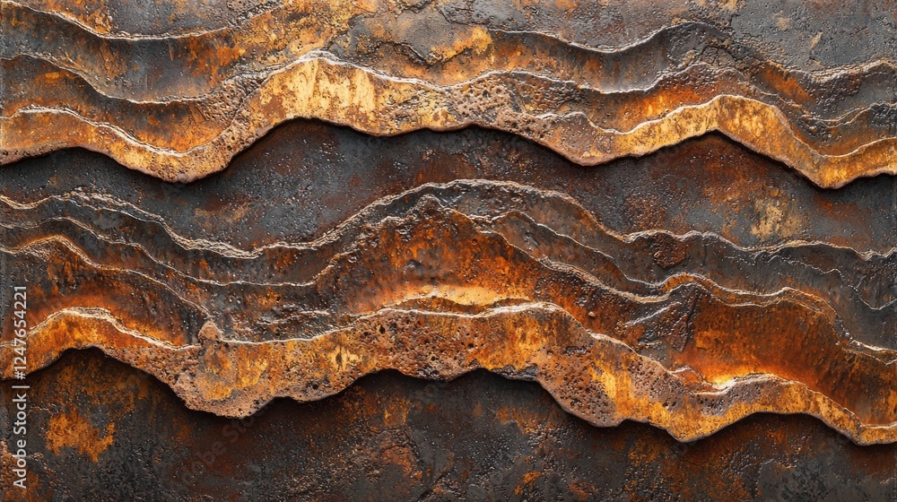 Poster Intricate patterns of rust and damage characterize a textured concrete wall, revealing a vintage aesthetic