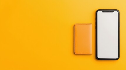 Modern Phone and Wallet on Bright Yellow Background