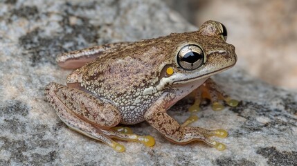 Obraz premium Detailed Portrait of a Cuban Tree Frog Resting on a Rock Surface
