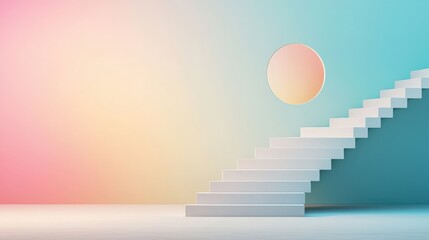 Modern Minimalist Stairs with Abstract Circular Element