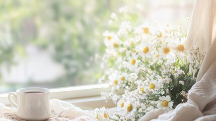 Fresh Spring Flowers in Glass Vase Celebrating International Women's Day with Soft Pastel Tones and Contemporary Elegance