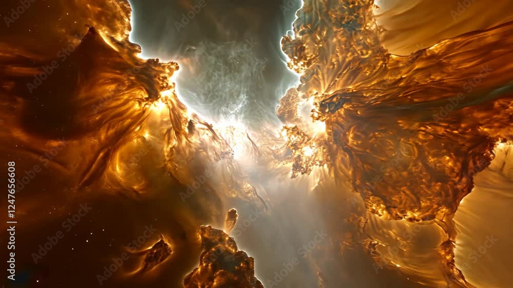 Poster stunning view of cosmic clouds illuminated by starlight in the depths of space showcasing vibrant co