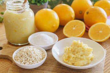 レモン塩麹　イメージ｜食材のレモンと米麹と塩