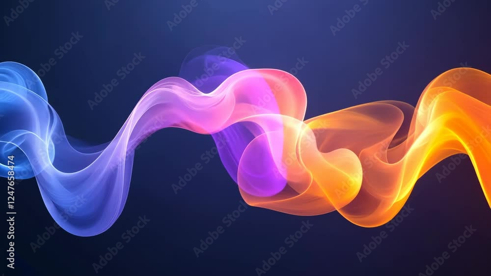 Poster colorful abstract waves create a mesmerizing visual effect against a dark background