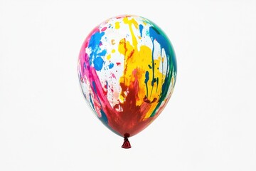 Colorful balloon splattered with various vibrant paints floating in space