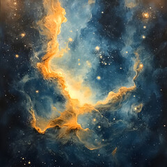 Obraz premium Cosmic Wonders: Explore the Vibrant Beauty of the Galaxy, Nebula, and Stars in a Deep Space Canvas of Celestial Patterns and Ethereal Light