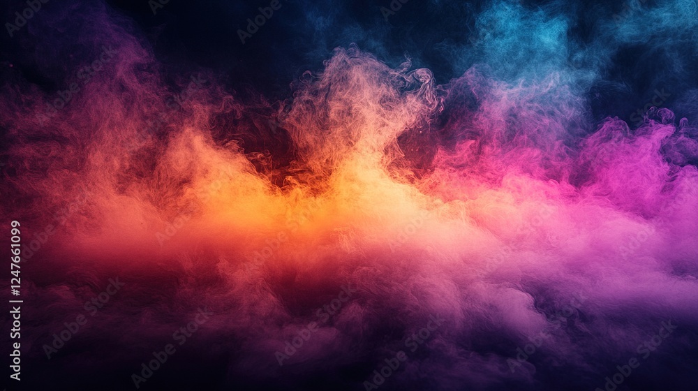 Poster dynamic colorful smoke patterns abstract art digital illustration dark background vibrant view visua