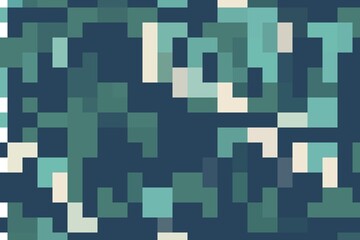 High-quality green pixel camouflage square pattern with structured geometric composition. Abstract military texture concept