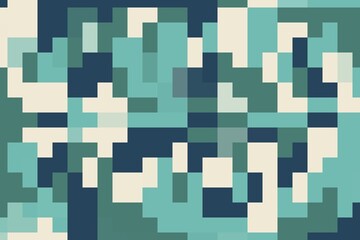 High-quality navy and teal square pixel art with geometric structure. Abstract digital pattern concept