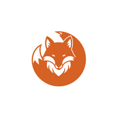 Obraz premium Stylized Fox Illustration in Minimalistic Circular Design
