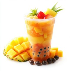 Tropical Fruit Boba Tea A mix of pineapple mango 
