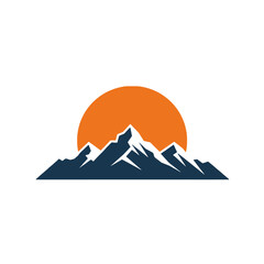 Fototapeta premium Scenic Illustration of Mountains Against an Orange Setting Sun