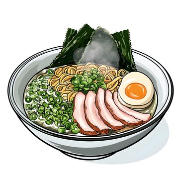 ramen bowl with egg and pork clip art preview
