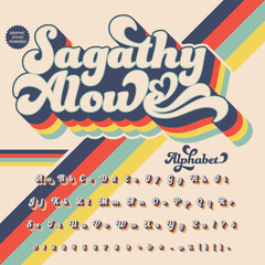 Sagathy Alowe groovy vintage retro bold Font alphabet © Shahabul