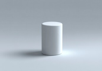 Simple cylinder object against a neutral background, bright lighting highlights smooth surface, product photography style, simple and clean design
