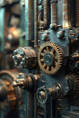 3D-rendered industrial icons featuring machinery and gears