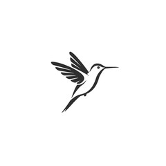 Minimalist Hummingbird Silhouette on White Background for Design Inspiration