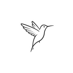 Obraz premium Minimalist Outline Design of a Hummingbird in Flight