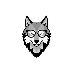 Stylized Wolf Logo with Glasses for Business or Creative Branding