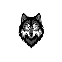 Illustration of a Stylish Wolf Wearing Glasses with a Trendy Expression