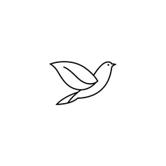 Minimalist Line Art Illustration of a Peaceful Bird with Leaf Details