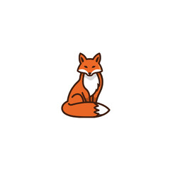 Adorable Cartoon Fox Illustration Sitting in a Cute Pose