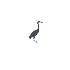 Silhouette of a Crane Bird in Minimalistic Artistic Style