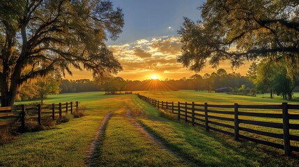 sunset in the countryside
