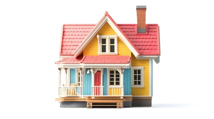 Whimsical Fairy-Tale Toy House Isolated In White Background
