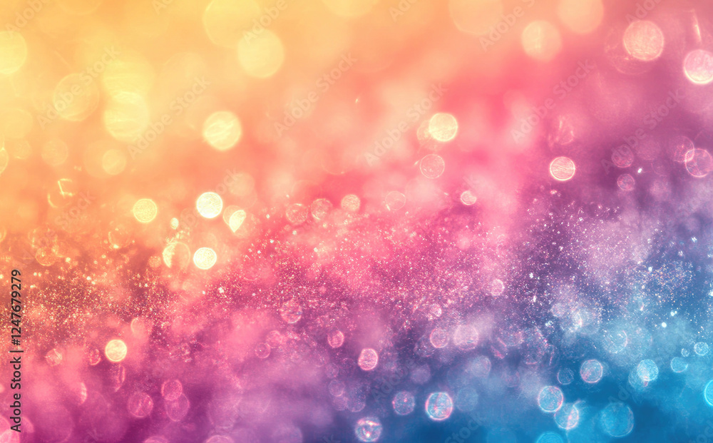 Poster colorful glitter background with gradient sparkles and bokeh effect