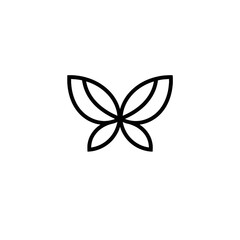 Minimalist Butterfly Icon Logo With Geometric Design and Symmetrical Features