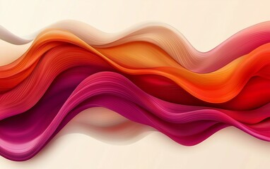Obraz premium Abstract vibrant wavy flow, orange, pink, red, cream background.