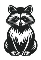 Obraz premium Black and white illustration of a animal sitting, detailed fur markings