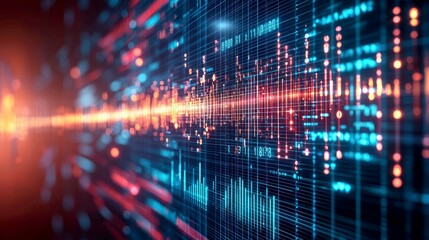 Abstract Digital Data Stream: Futuristic Technology Background. Network, Code, and Binary Flow Visualization