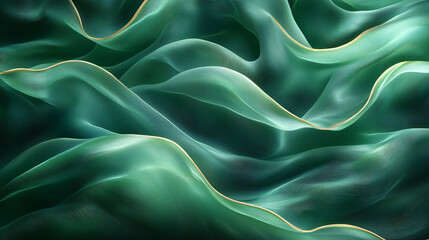 Obraz premium Elegant dark emerald background with flowing wave pattern