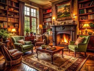 Vintage living room photography captures retro interior design's cozy appeal.