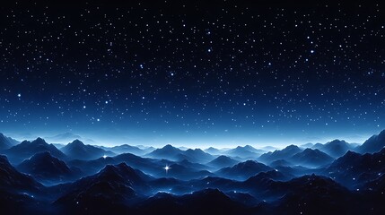 Starry Night Sky Over Majestic Mountain Range