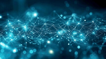 Fototapeta premium Abstract Network Connections: Futuristic Digital Technology Background. A mesmerizing visualization of interconnected nodes and lines, symbolizing global communication and innovation.