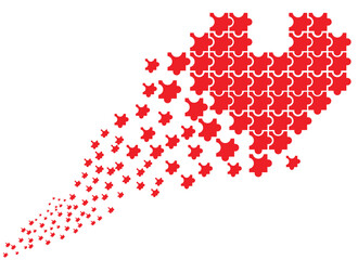 love vector puzzle. building love from puzzle pieces