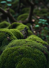 Green moss in a forest for background top view bokeh green bokeh green abstract background light bright blur pattern