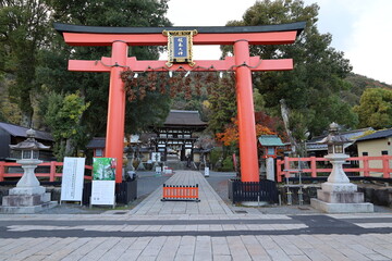  A Japanese shrine : a scene of the entrance torii to the precincts of Matsuo-taisha Shrine in Kyoto City