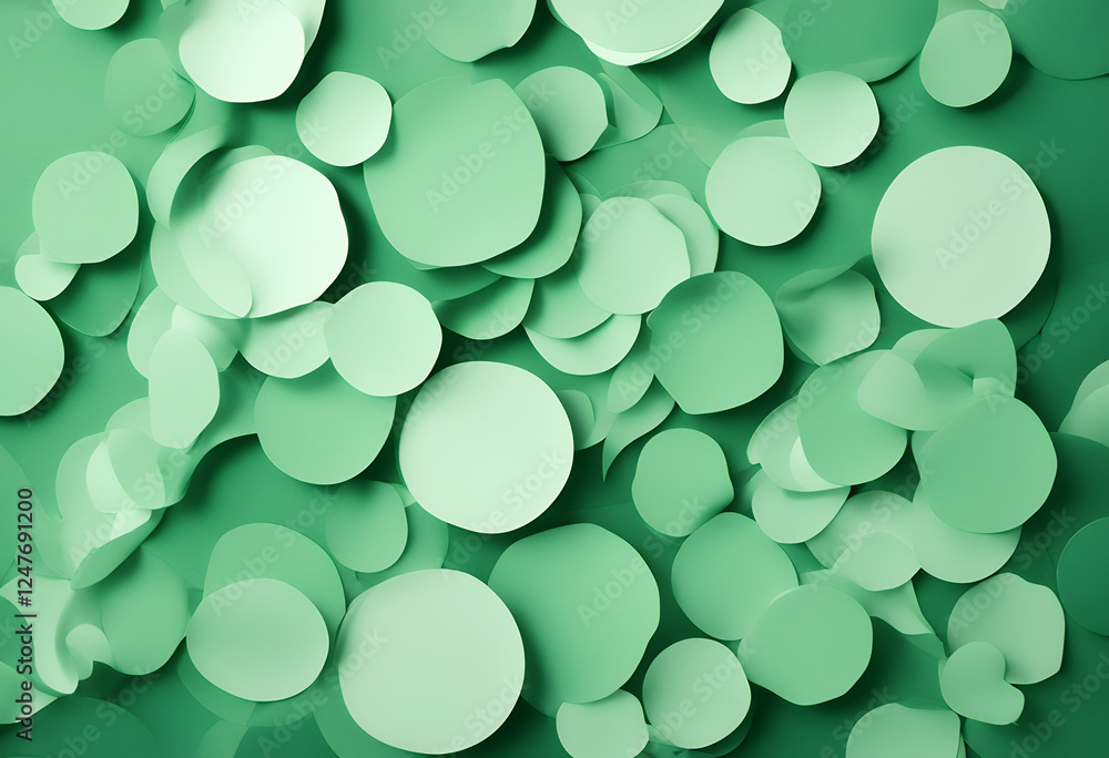 Poster abstract circles design background texture green paper three-dimensional circle colours wavy fluid t