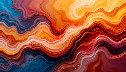 Fototapeta premium A dynamic and colorful abstract painting featuring swirling patterns in vibrant blue, orange, and red tones, showcasing creativity and fluidity, and evoking energy, movement, and artistic expression. 