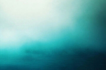 Tranquil teal water fades into misty sky in a calming abstract scene with soft gradients