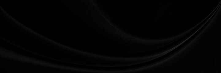 Black gray satin dark fabric texture luxurious shiny that is abstract silk cloth panorama background with patterns soft waves blur beautiful.