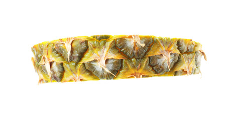 One slice of ripe pineapple isolated on white