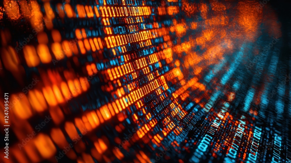 Poster digital code stream, futuristic tech background